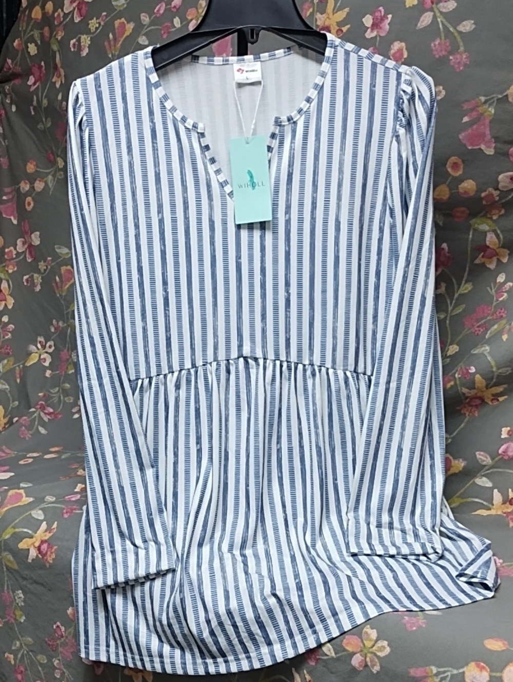 WILhoLL Blue & White Striped Long-Sleeve Top